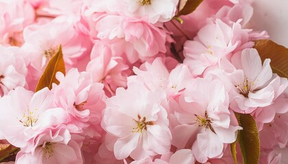 delicate pink sakura flowers in spring seasonal wallpaper cherry blossoms close up floral banner
