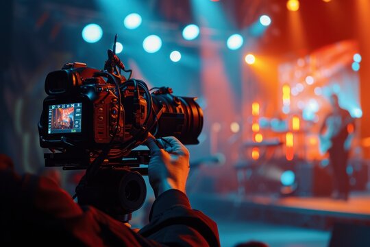 man working with a video camera. generative ai