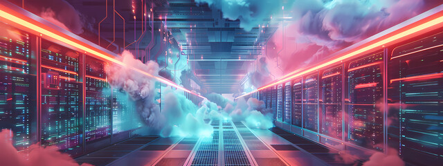 Obraz premium Futuristic Data Centers: Harnessing the Cloud