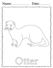 Otter Coloring Page. Printable Coloring Worksheet for Kids. Educational Resources for School and Preschool.