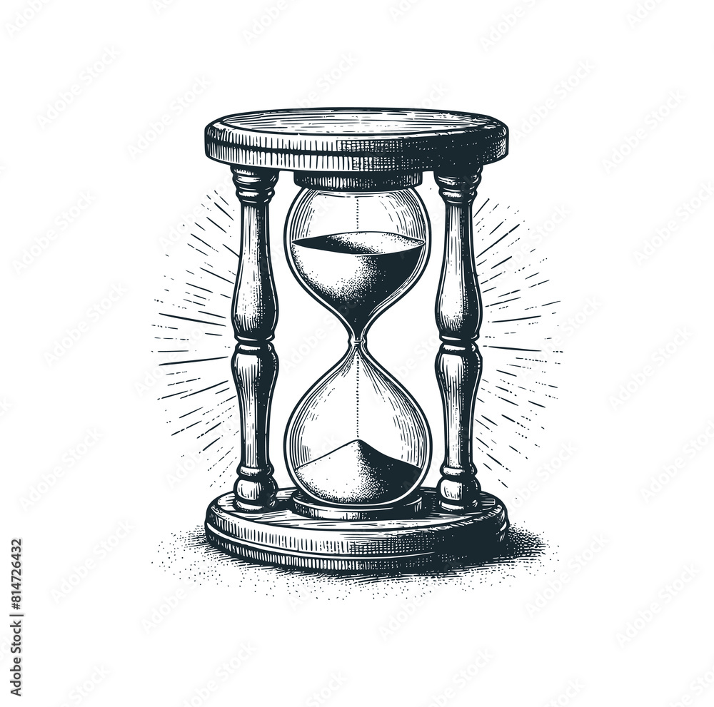 Canvas Prints The ancient hourglass. Black white vector logo illustration. 