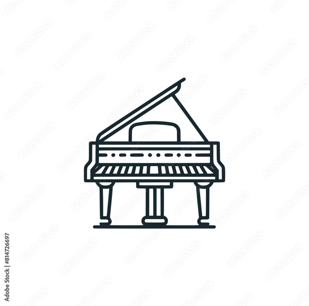 Canvas Prints The classic piano. Black white vector illustration.