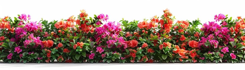 A beautiful hedge of bougainvillea flowers in full bloom