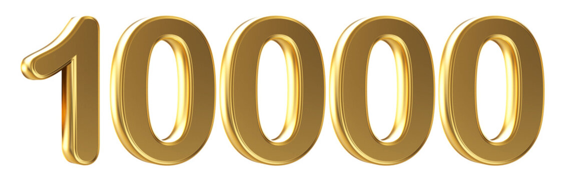 10k follower Gold 3D Number
