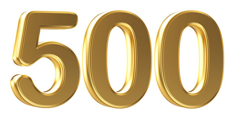 Gold 3D Number 500