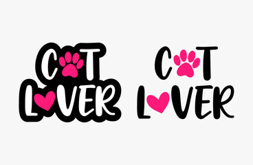 Cat Lover. words with cat footprint and love. Good for scrap booking, posters, textiles, gifts, t shirts