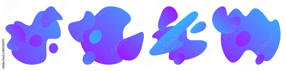 Poster set of gradient colorful shape in trendy style. abstract liquid shape, icon or logo. vector isolated