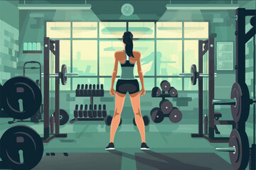 Illustration of a beautiful athletic girl. Fitness girl. Sports girl. Body-building.