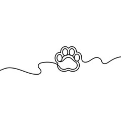 Paw Print Continuous Line Art