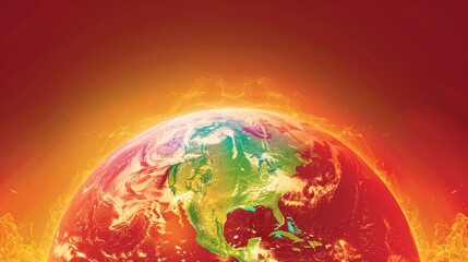 An abstract image of the earth with areas marked in red, depicting regions most affected by the warmest years on record, focusing on climate impacts