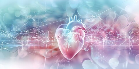Medical heart health care background with human heart cardiogram. Concept Medical Science, Heart Health, Cardiogram, Health Care, Human Anatomy