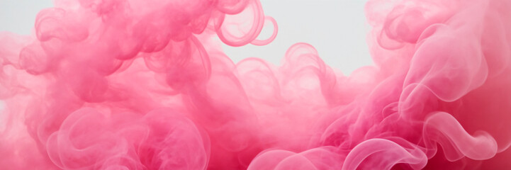 Pink smoke vapour on a white background