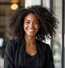 attractive young black woman businesswoman headshot portrait, business, career, success,