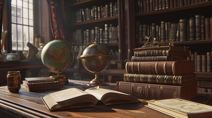 Books and Globes VII 4K Realistic Lighting Unreal

