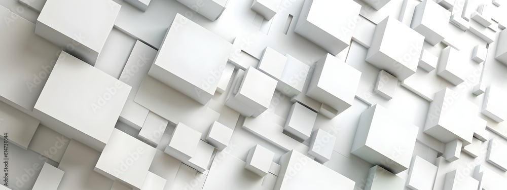 Aufkleber abstract white background with squares and geometry, 3d rendering