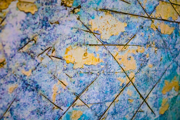 blue and white craked concrete wall art texture background