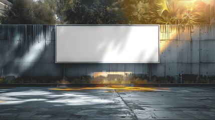 Empty billboard for advertising on concrete wall