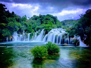 Waterfall in the Krka National Park, Lozovac, Šibenik, Croatia, May 2018