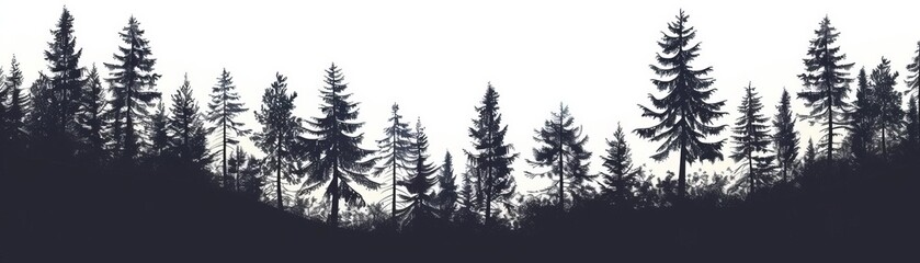 Fototapeta premium A dark and mysterious forest. The trees are tall and the branches are thick. The sun is shining through the trees, creating a dappled pattern on the ground.