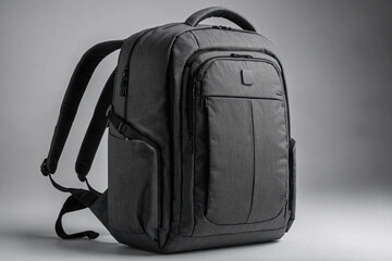 Fototapeta premium a modern backpack in dark gray with built-in tech features like a USB charging port