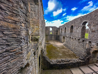 Richmond Castle, Castle Walls with scenic views, April 2024