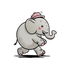 Obraz premium Elephant Doodle Art: Playful Illustration of a Majestic Zoo Animal