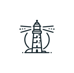 The light house. Black white vector logo illustration. 