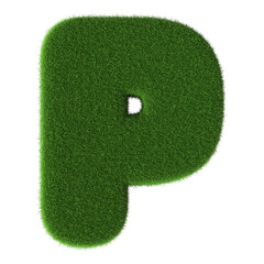3D Font Grass Green Letter P uppercase