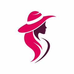 Modern Women hat fashion logo vector art illustration