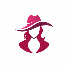 Modern Women hat fashion logo vector art illustration