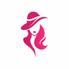 Modern Women hat fashion logo vector art illustration