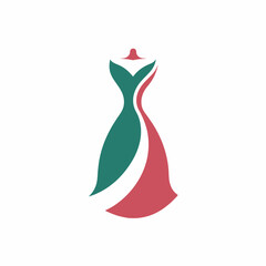 Modern Women dress fashion logo vector art illustration