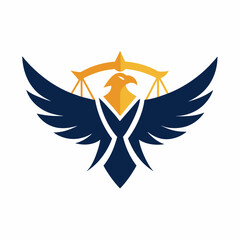 Creative law firm vector art illustration with a Shield and Eagle icon logo design.