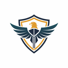 Creative law firm vector art illustration with a Shield and Eagle icon logo design.
