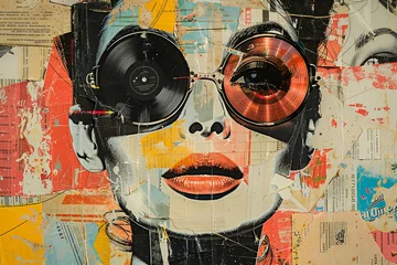 Tableau sur verre  Summer composition modern stylish retro collage made with Generative AI technology  © deagreez