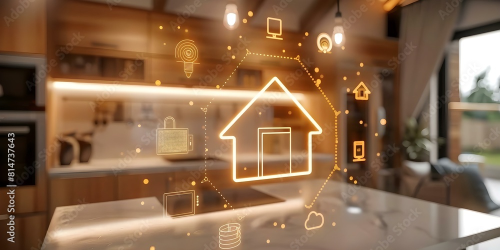 Poster smart home system with digital devices controlled through iot cloud technology. concept iot cloud te