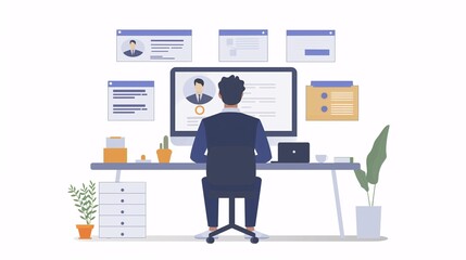 Human resources manager reviewing the professional profile of a potential employee, hiring, job application.