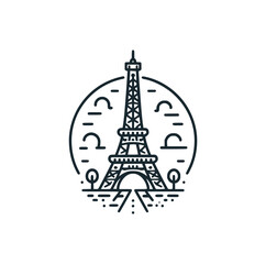The eifell paris. Black white vector logo illustration. 