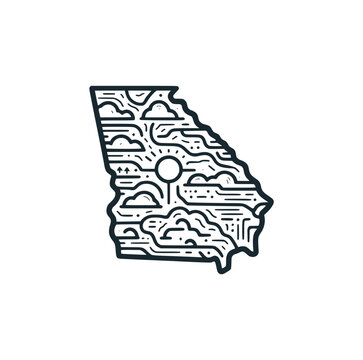 recommend clip art: The georgia state map. Black white vector logo illustration. 