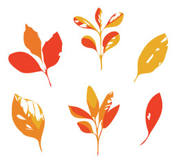 Hand drawn autumn leaves isolated on white background vector illustration