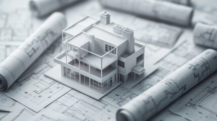 A house is drawn on a piece of paper with a pencil and a pen