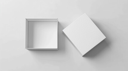 White open and closed paper box mockup template on white background