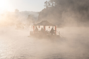 Mae Hong Son Province, Thailand  In the morning Landscape, tourists take a boat to see the lake at...