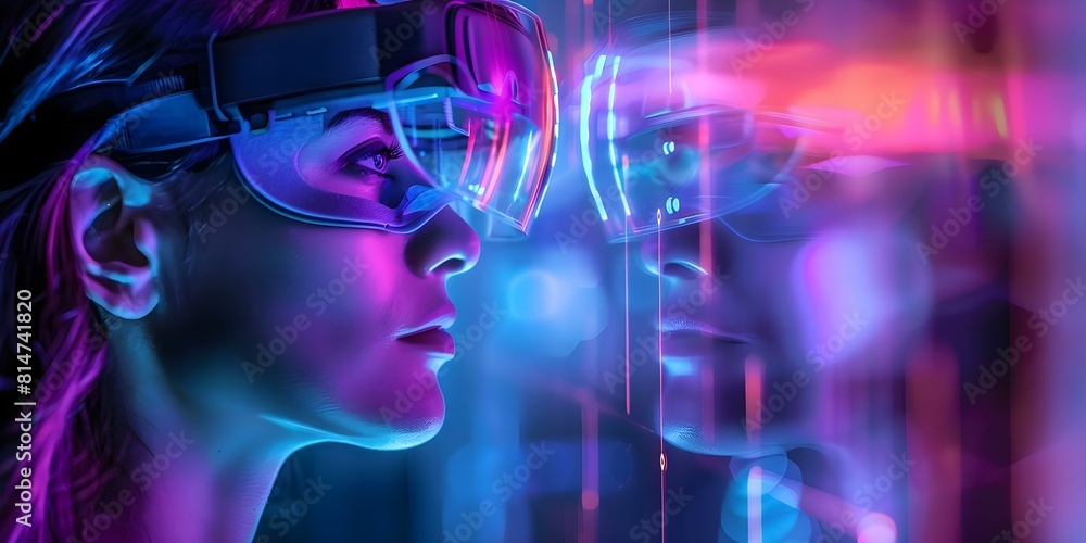 Poster quantum computing and ar revolutionize 3d printing and space tech. concept quantum computing, augmen