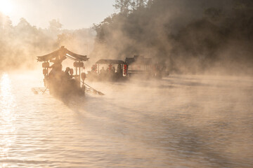 Mae Hong Son Province, Thailand  In the morning Landscape, tourists take a boat to see the lake at...