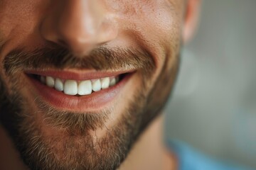 Obraz premium close-up white perfect caucasian man smile, for dental advertising