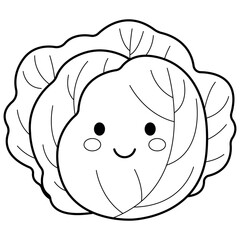 Cute cartoon cabbage child colorize vector character