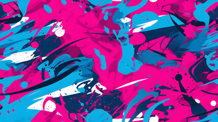Fototapeta premium pink and blue graffiti pattern geometric shapes design poster background