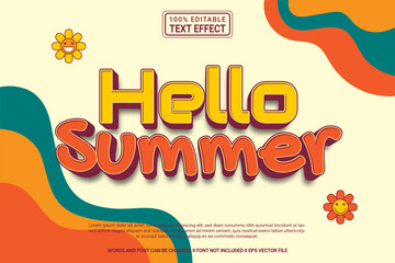 Editable text style effect Hello summer theme, modren  typography