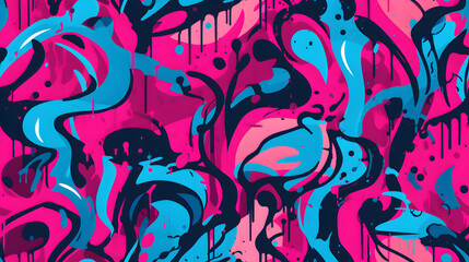 Fototapeta premium pink and blue graffiti pattern geometric shapes design poster background